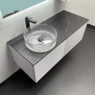 Тумба-умывальник Comforty Геленджик 120 белый матовый со столешницей мрамор Калакатта Блэк c раковиной Comforty CF21001