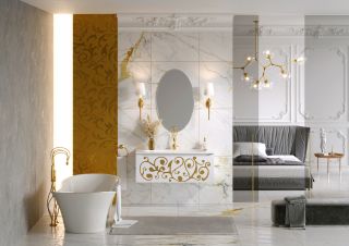 Подвесная тумба под раковину Clarberg Elegance EL0112GL 120см белый/золото