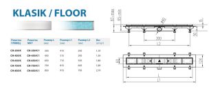 Душевой лоток Alpen Klasic/Floor CH-650K глянец с решеткой и опорами