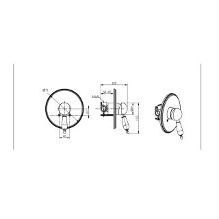 Смеситель встраиваемый Boheme Tradizionale Nero для душа хром 245