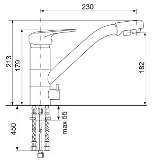 Смеситель для кухни Ulgran Classic U-010-302 с дополнительным краном для питьевой воды песочный