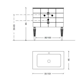 Тумба под раковину Armadi Art Vallessi Avangarde Piazza 100см чёрный/золото 841-100-BG