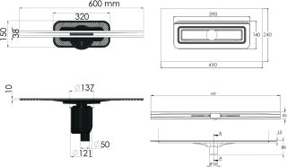 Душевой лоток Berges Wasserhaus Simpel 090011 60 Матовый хром