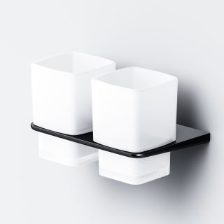 Двойной стеклянный стакан с настенным держателем Am.Pm Inspire 2.0 чёрный матовый A50A343422