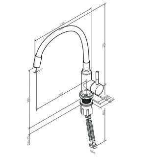 Смеситель для кухни Am.Pm X-Joy S F85B07602 с гибким изливом чёрный/хром