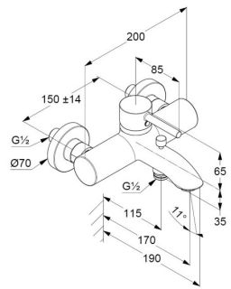 Смеситель для ванны и душа Kludi Bozz чёрный матовый 386913976