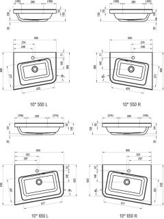 Раковина Ravak 10° 550 R XJIP1155000 правый