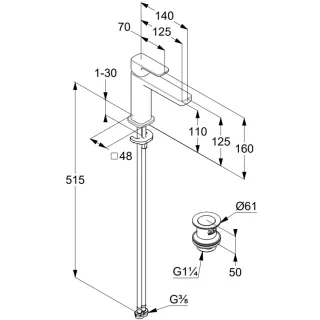 Смеситель для раковины Kludi Renon 422893975 чёрный матовый