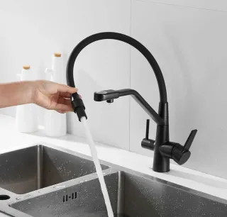 Смеситель для кухни Boch Mann Else B BM10427 с краном под фильтр чёрный