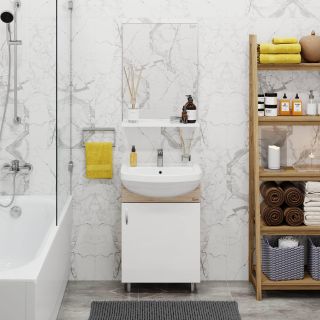 Напольная тумба под раковину Onika Эко 105207 52см белый/дуб сонома