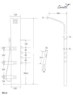 Панель душевая Cerutti SPA BELLA  CT11128 с форсунками хром