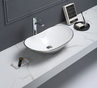 Раковина CeramaLux 7811ASW бело-серая 61.5 см