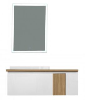 Подвесная тумба Эстет Malibu ФР-00007122 Л 140см два ящика со вставкой массив белый