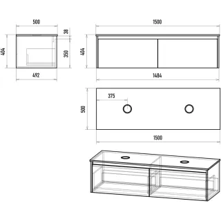 Подвесная тумба под раковину Misty Виста УТ000026131 150 см белый