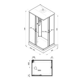 Душевая кабина Triton Квадро Щ0000064615 100x80 см профиль белый стекло с узором