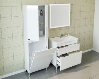 Пенал СанТа Лондон 524006 с бельевой корзиной 60см белый