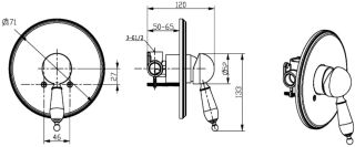 Смеситель встраиваемый Boheme Crystal для душа бронза 305-CRST