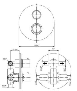 Встраиваемый смеситель для ванны Paini Cox 78PJ691TH с термостатом матовое золото