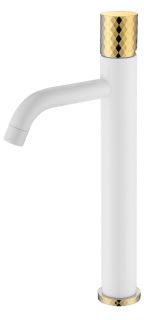 Смеситель для накладной раковины Boheme Stick White diamond белый/золото 122-WG