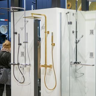 Душевая стойка Paini Dax-R 84PJ689TH с термостатом матовое золото