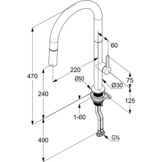 Смеситель для кухни Kludi Aurea 558526675 с выдвижным изливом чёрный матовый