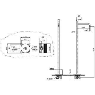 Напольный смеситель для раковины Boheme Uno 107-MW белый матовый