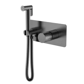 Гигиенический душ со смесителем Boheme Stick Diamond 127-GM оружейная сталь