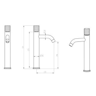 Смеситель для раковины Boheme Stick Spirale 122-SGM.4 оружейная сталь