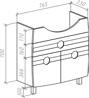 Тумба под раковину Bellezza Абрис 80см белый 00000006115