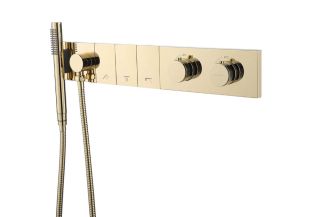 Встраиваемый смеситель для душа Boheme Zodiac Thermo 133-SYS-G с термостатом золото