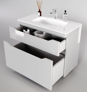 Тумба под раковину Style Line Марелла 90 Люкс Plus СС-00002414 белый глянец