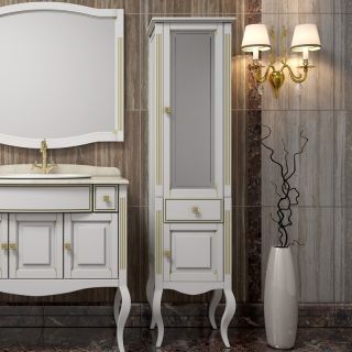 Шкаф-колонна Opadiris Лаура 44 R Z0000006524 Белый с золотой патиной ручки Swarovski Золото