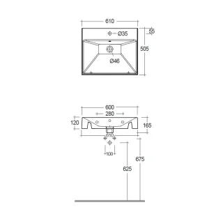 Раковина Kludi Resa 59WW61O2 60 см светло-серый матовый