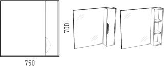 Зеркало-шкаф Corozo Чикаго 75см правый бетон SD-00000303