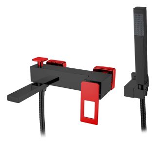 Смеситель для ванны Boheme Q чёрный/красный 143-BR