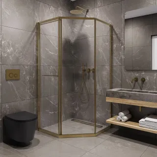 Душевой уголок Timo T34L 100x100 см левый золото матовое