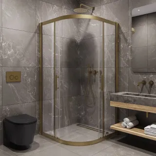 Душевой уголок Timo T44 90x90 см золото матовое