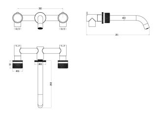 Встраиваемый смеситель для раковины Boheme Stick Diamond 152-2-BRB брашированная бронза