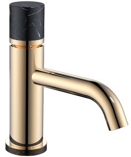 Смеситель для раковины Boheme Stick 121-G-MR-BLACK золото/чёрный мрамор