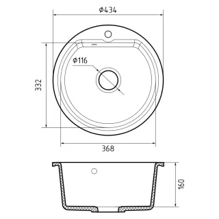 Мойка кухонная Reflexion Start 44-BL RX0844BL черный