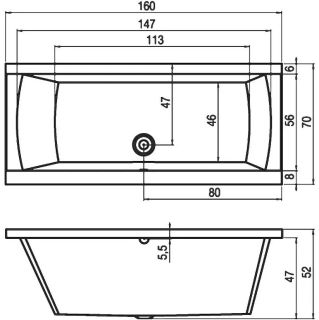 Акриловая ванна Riho Julia B024001005 160х70см белый
