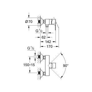Смеситель для душа Vigour by GROHE, хром 75143026