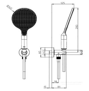 Душевая лейка Bossini Apice CE3002C.073 с водорозеткой скрытого монтажа и держателем чёрный матовый