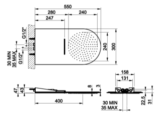 Верхний душ Gessi Tre Millimetri 33073.706 50 см чёрный