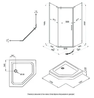 Душевой уголок Triton Дека Щ0000056816 100x100 см профиль хром стекло прозрачное