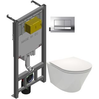Унитаз с инсталляцией Jacob Delafon Rodin+ E21749RU-00 с сиденьем Микролифт и клавишей смыва