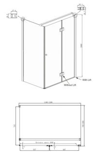 Душевой уголок Ambassador Diamond 12011107R 120x80см правый хром/прозрачное
