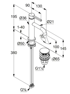 Смеситель для раковины Kludi Nova Fonte Pura 20288N515 брашированный никель