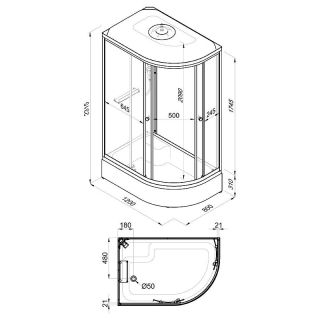 Душевая кабина Triton Коралл-Лайт Щ0000068947 левая 120x80 см профиль белый стекло градиент