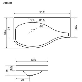 Раковина Aquanet Сопрано 169395 левая 95 см белый